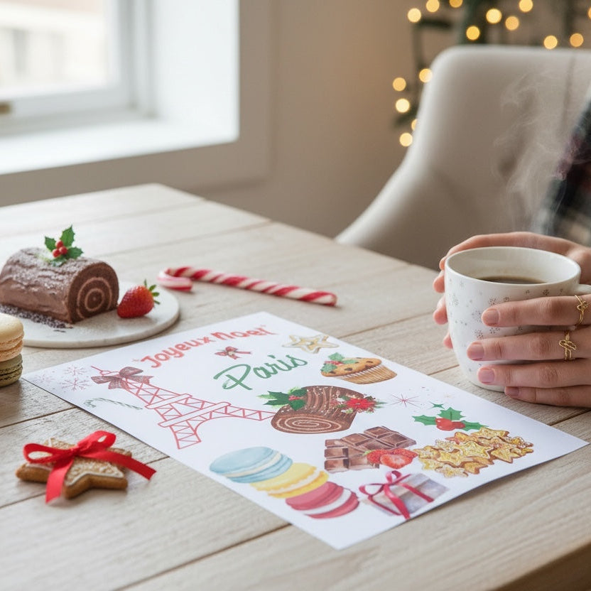 Poster Christmas représentant Paris décoré pour les fêtes de fin d’année