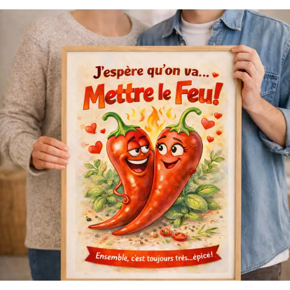 Affiche cuisine humoristique déco murale avec message romantique