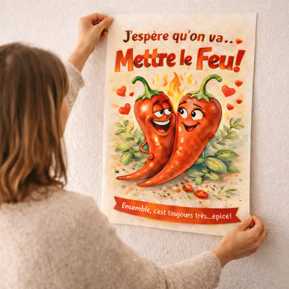 Affiche cuisine déco murale pour couple, cadeau Saint Valentin romantique
