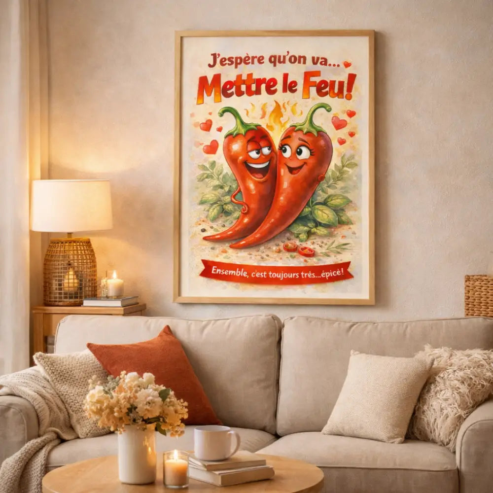 Affiche Saint Valentin cuisine décorative, déco murale cuisine romantique