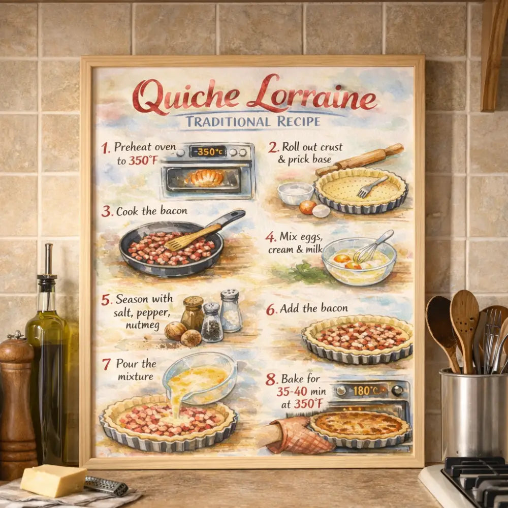 Recette traditionnelle Quiche Lorraine sans fromage - Liste des ingrédients et étapes de préparation 