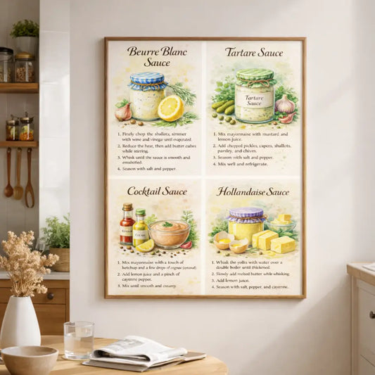 Déco cuisine moderne avec affiche recette sauce facile, décoration murale 