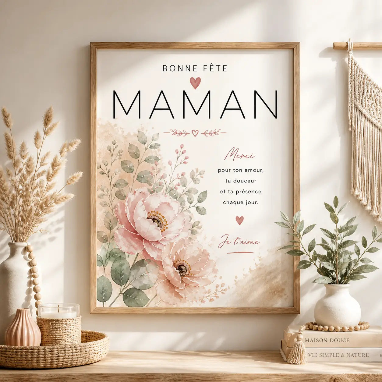 Framed floral poster mom gift Mother's Day