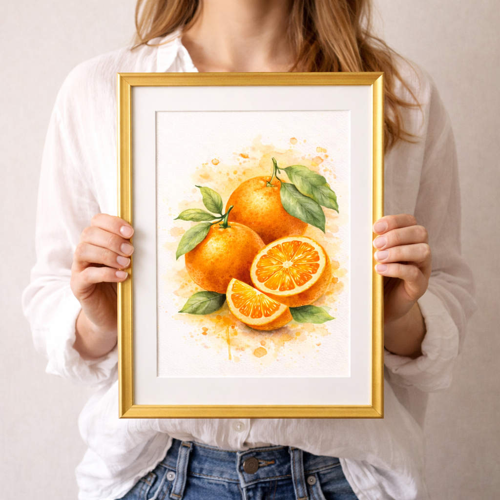 Poster fruits à imprimer illustration orange aquarelle style botanique
