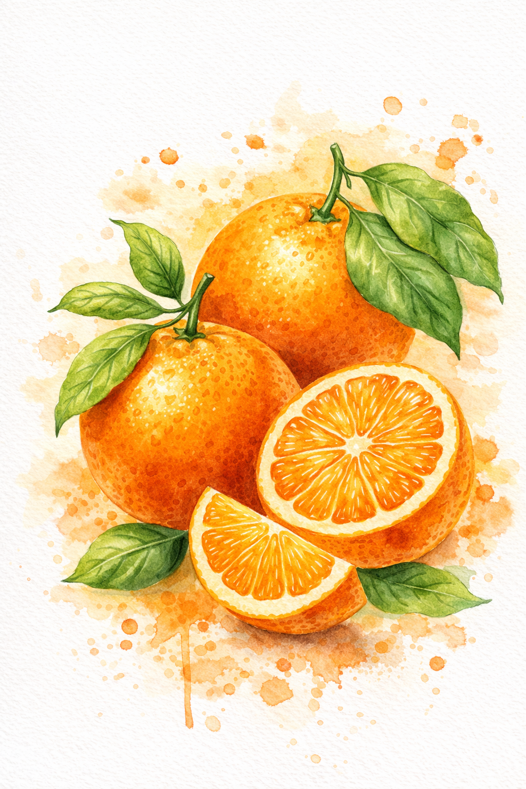 Poster fruits orange style vintage illustration aquarelle décoration cuisine
