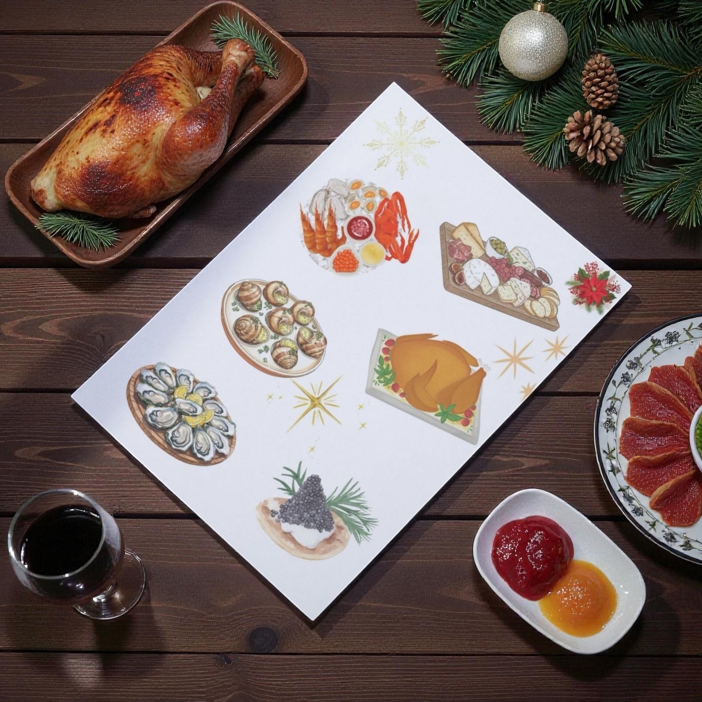 Poster mural de Noël avec ambiance chaleureuse, décoration murale raffinée 