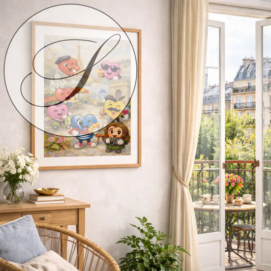 souvenirs de Paris avec affiche Paris encadrée au mur minimaliste