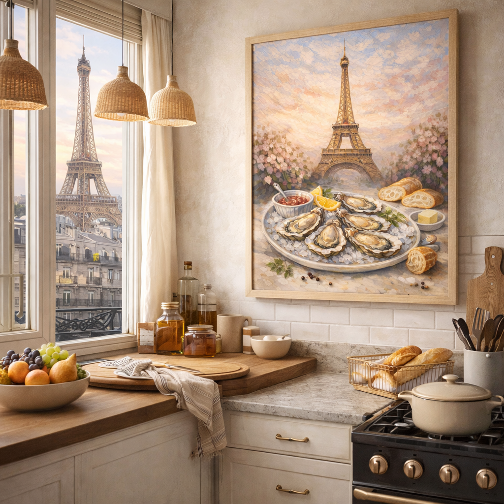 Poster Paris décoratif illustrant les souvenirs de Paris pour deco mural