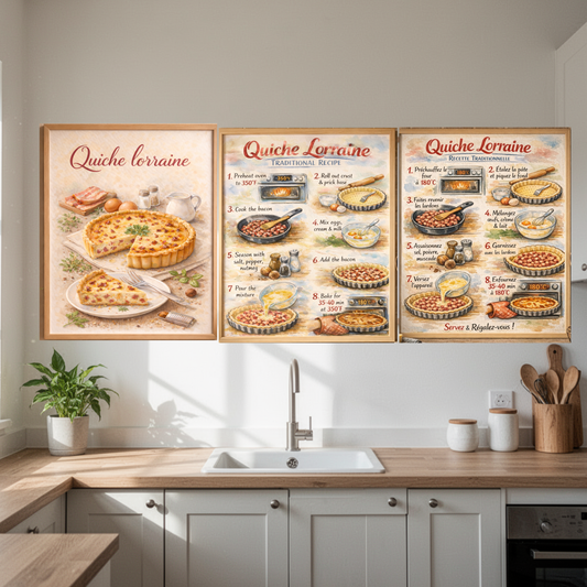 Poster Quiche Lorraine traditionnelle en français et anglais 