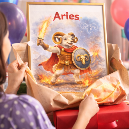 Poster signe zodiaque Belier art mural contemporain idee cadeau femme homme