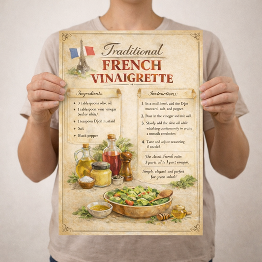 Poster cuisine décoration recette vinaigrette classique