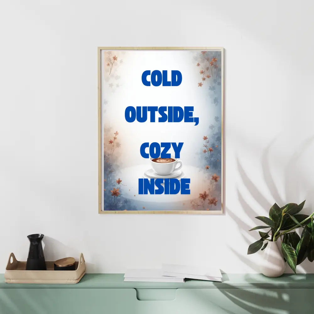 Printable cozy coffee wall art in A4 size digital download