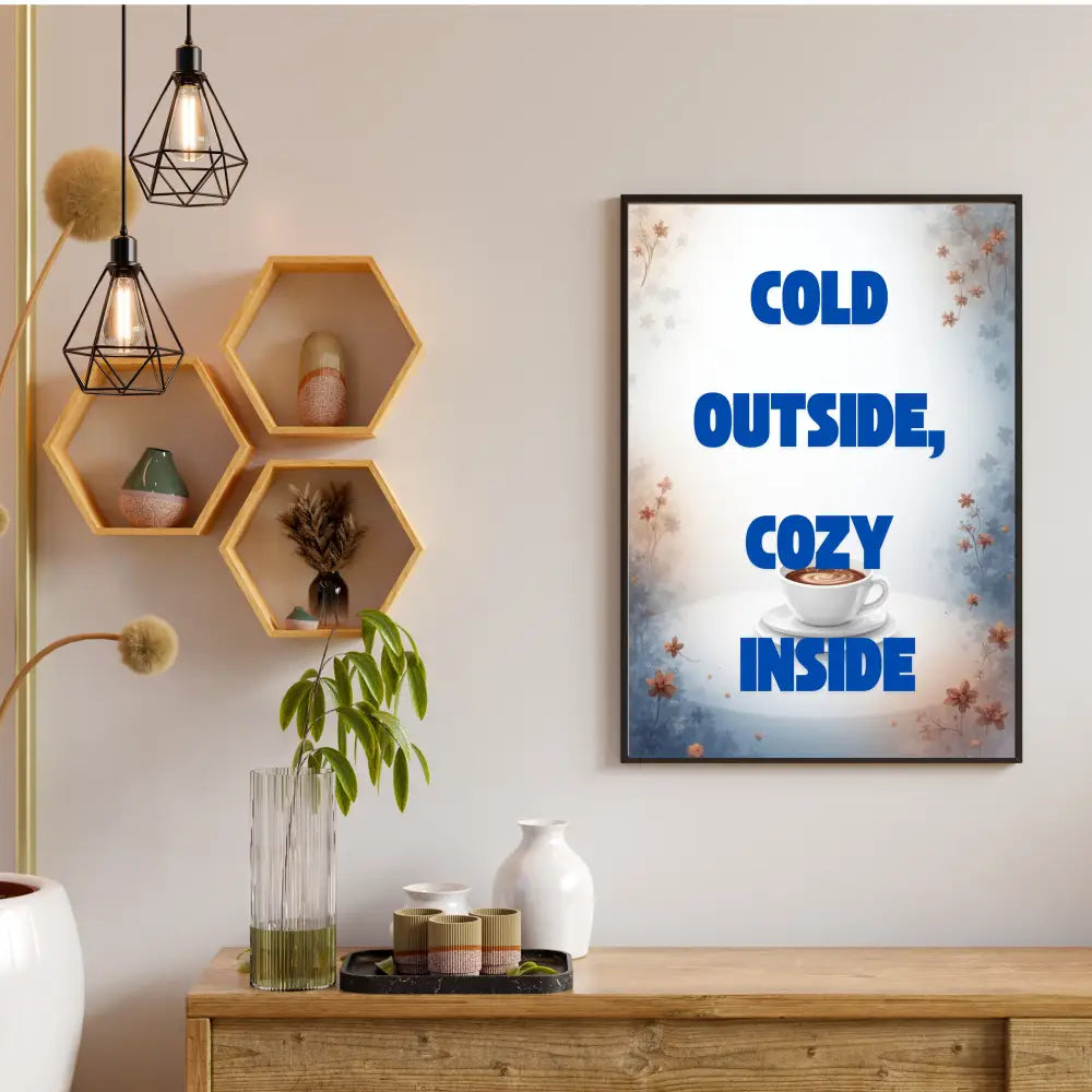 Printable cozy coffee wall art in A3 size digital download