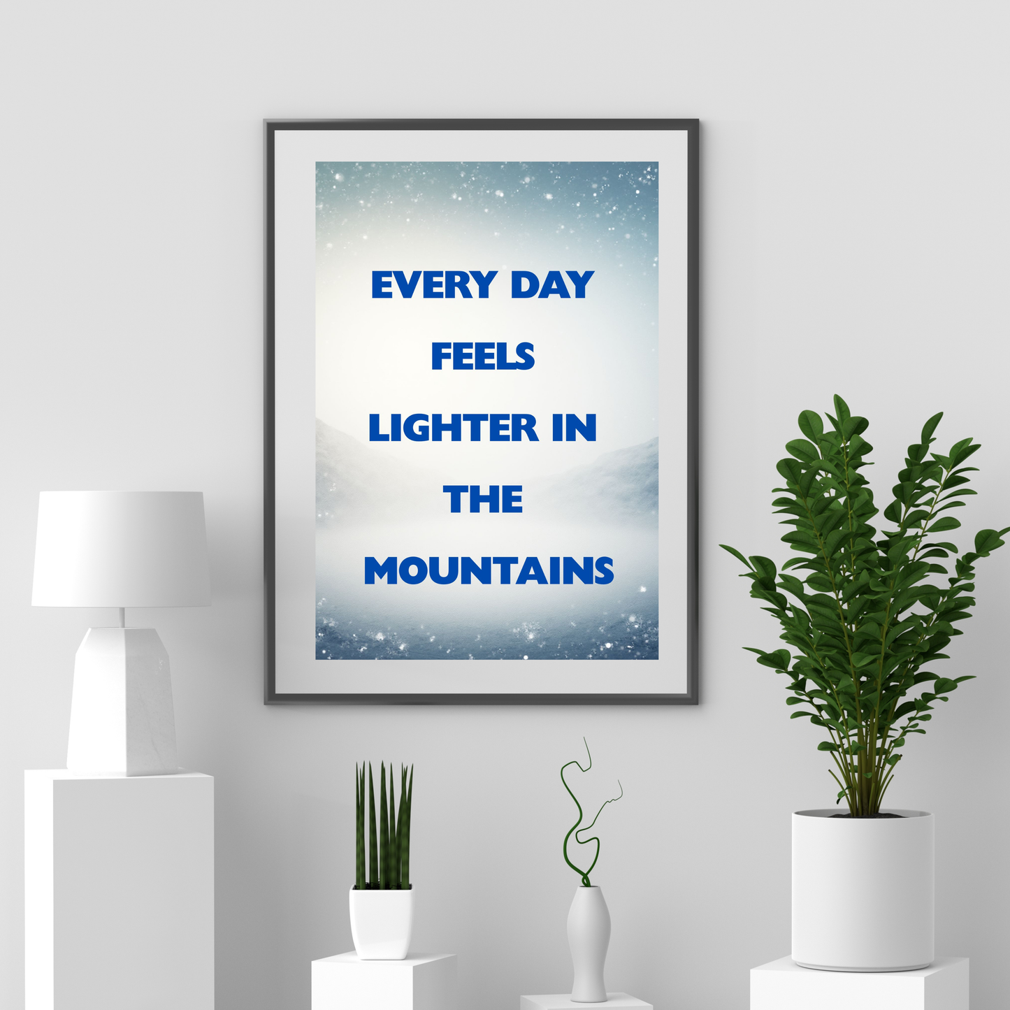 Printable mountain poster in A3 and A4 format, high resolution digital art
