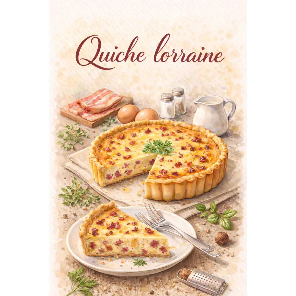 Poster minimaliste Quiche Lorraine pour decoration murale cuisine