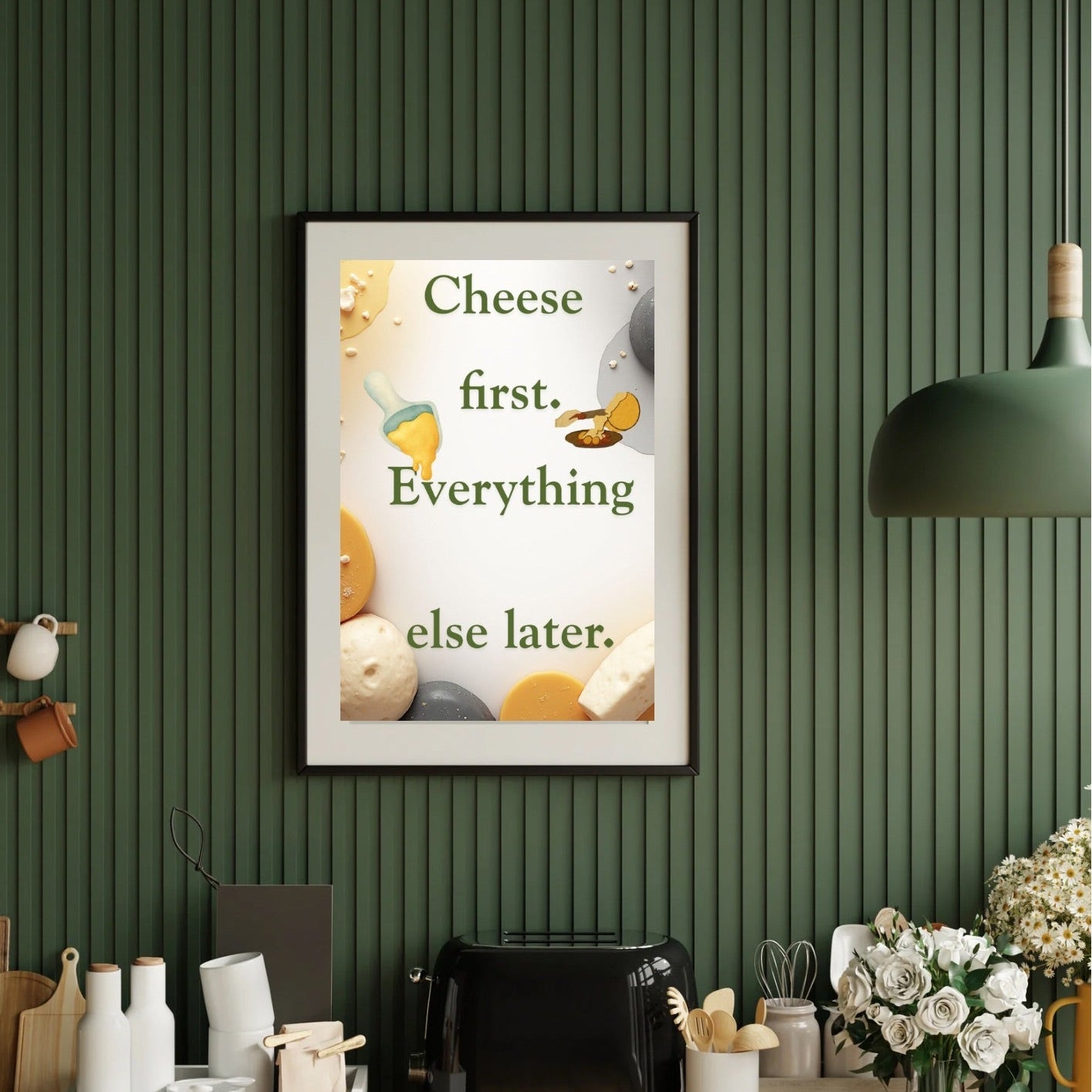 Raclette cozy winter wall art printable for kitchen and dining room decor