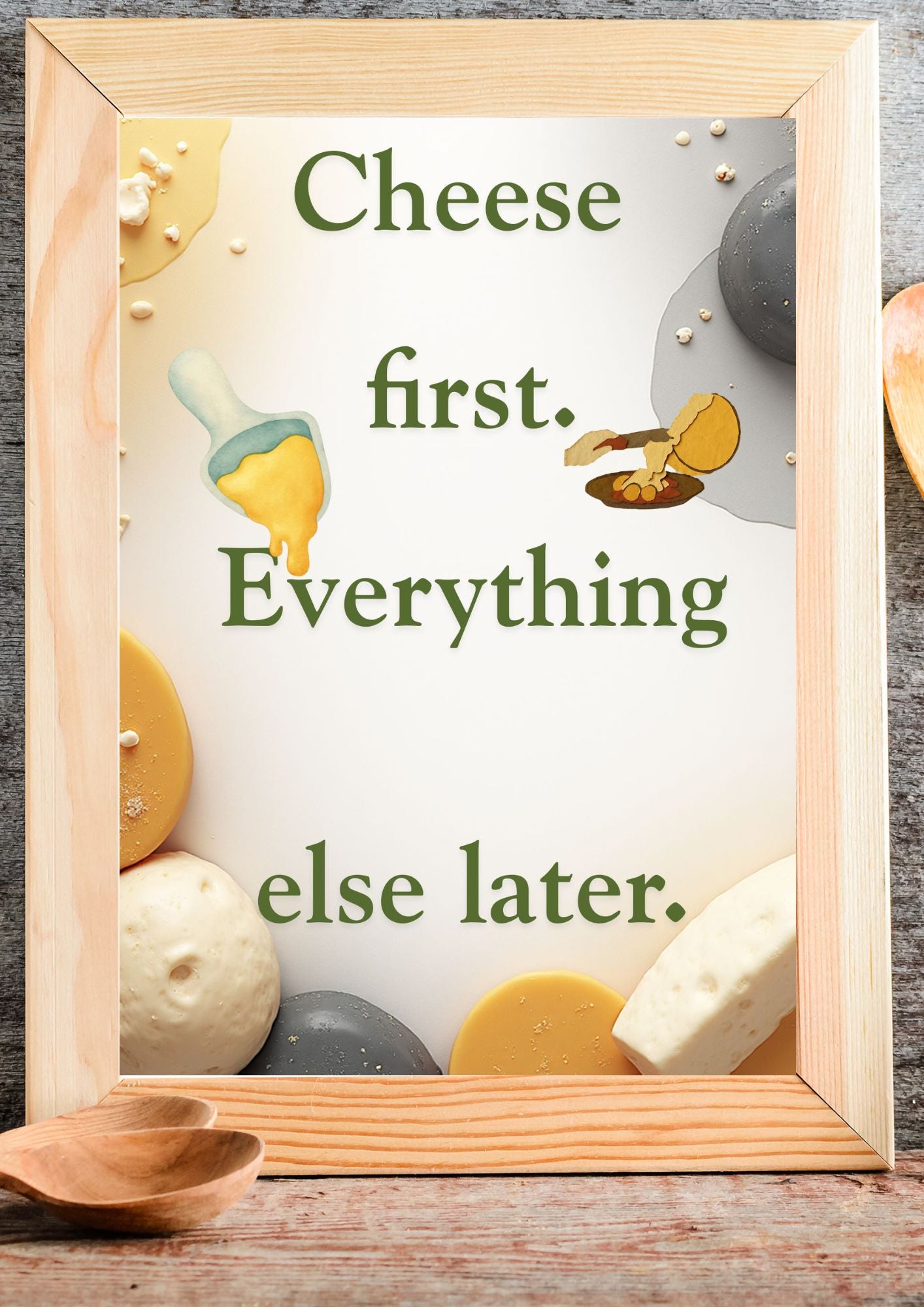 Raclette kitchen wall art winter food decor printable