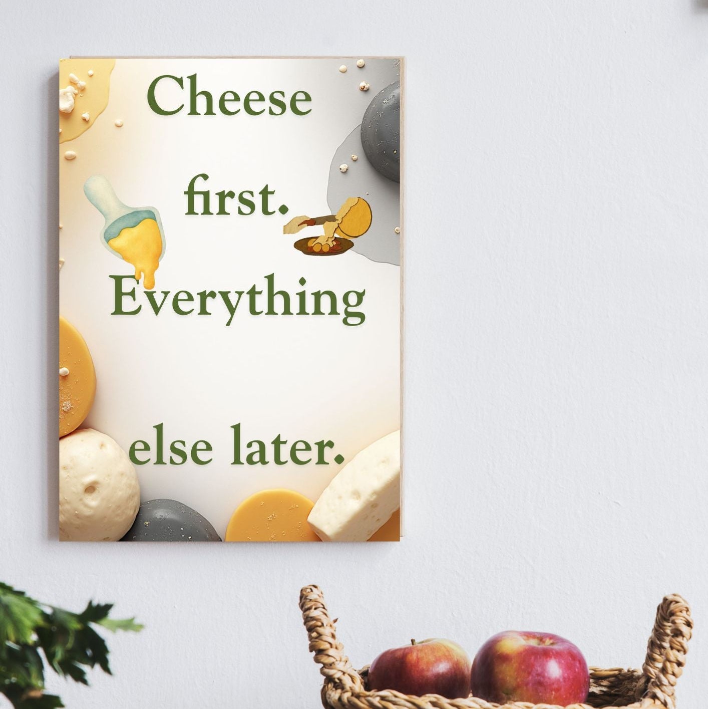 Raclette restaurant wall art cozy winter food poster