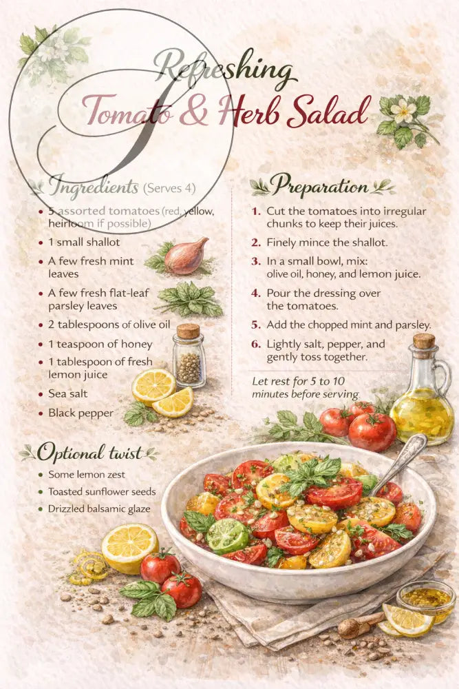 Art mural cuisine recette salade tomate simple et fraîche