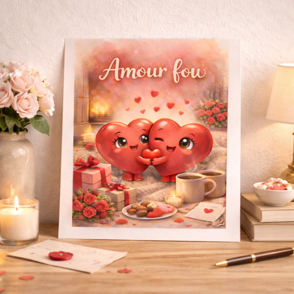 digital wall art printable Valentine poster romantic cadeau Saint Valentin illustration