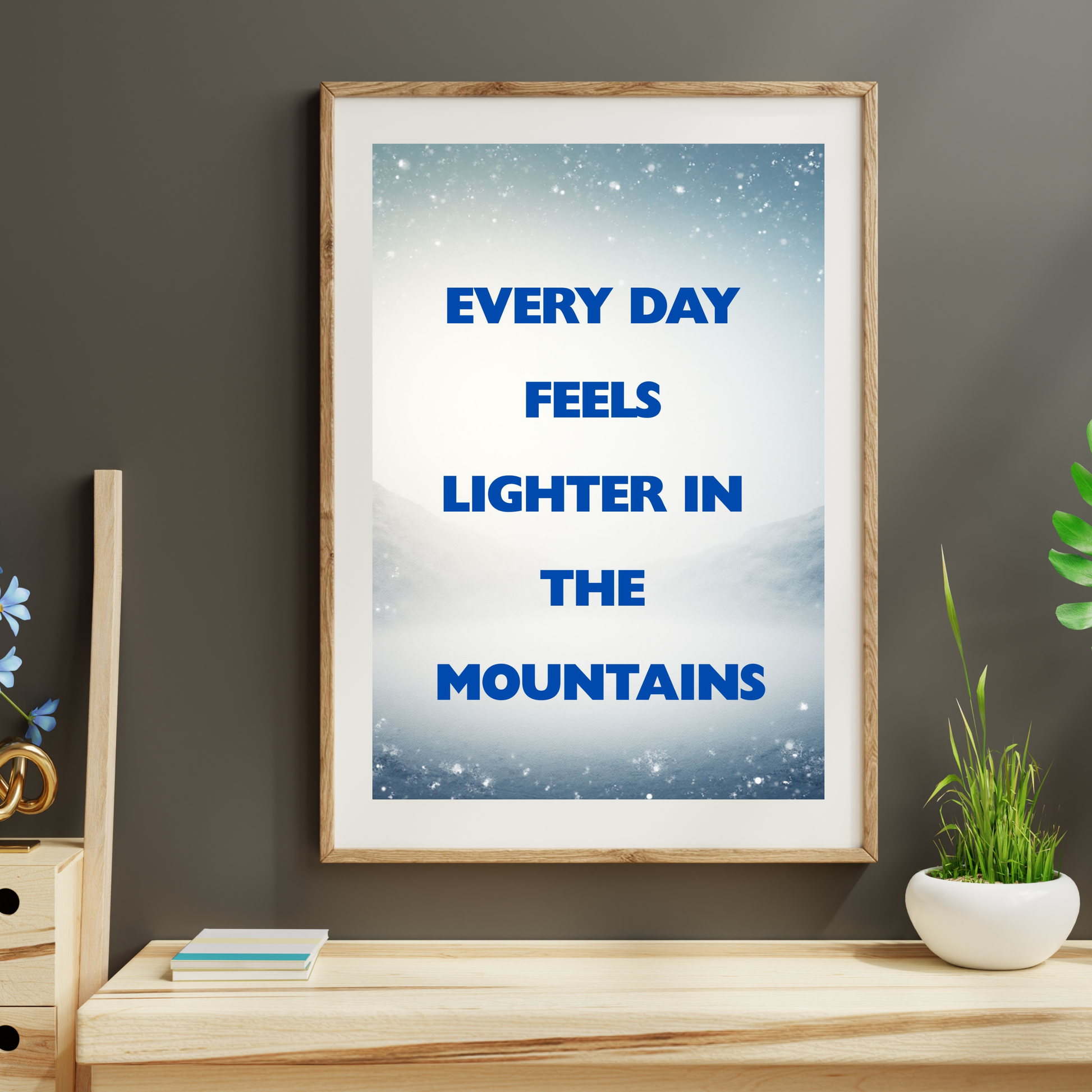 Scandinavian style printable mountain wall decor with minimalist design