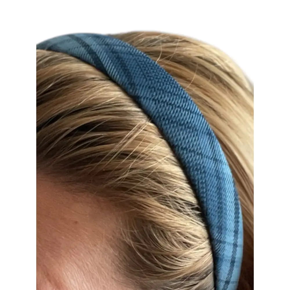 Serre-Tête Tissu à Carreaux Bleus pour un Cadeau Chouchou Élégant - Serre-têtes