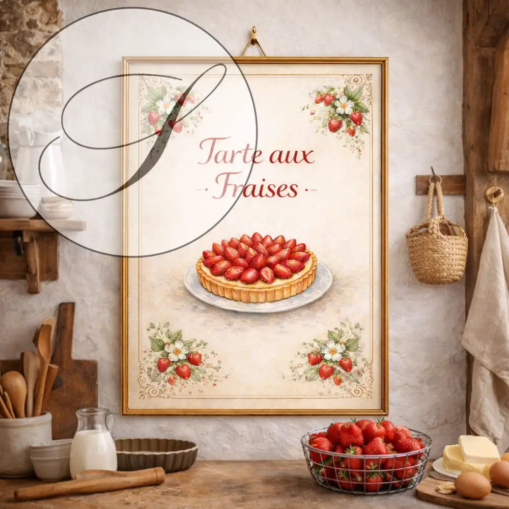 Décoration cuisine recette fraise PDF affiche dessert imprimable