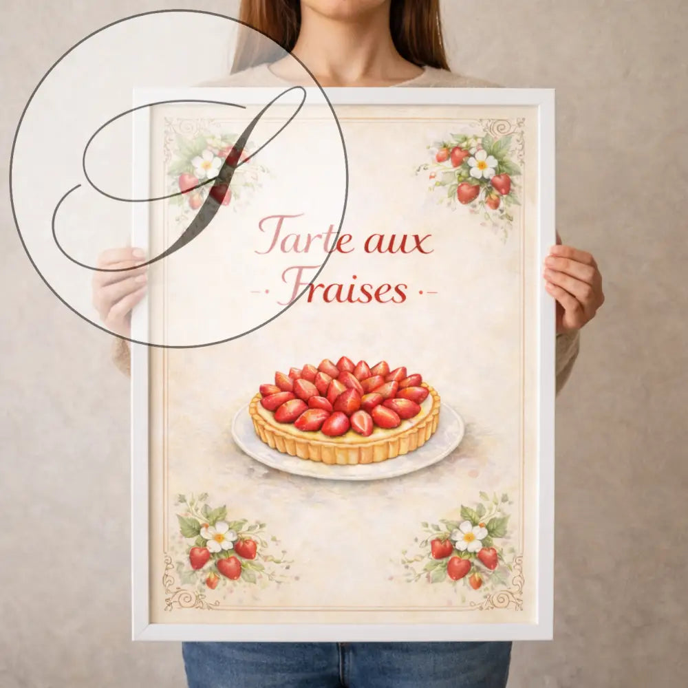 Affiche vintage tarte aux fraises décoration cuisine style pâtisserie