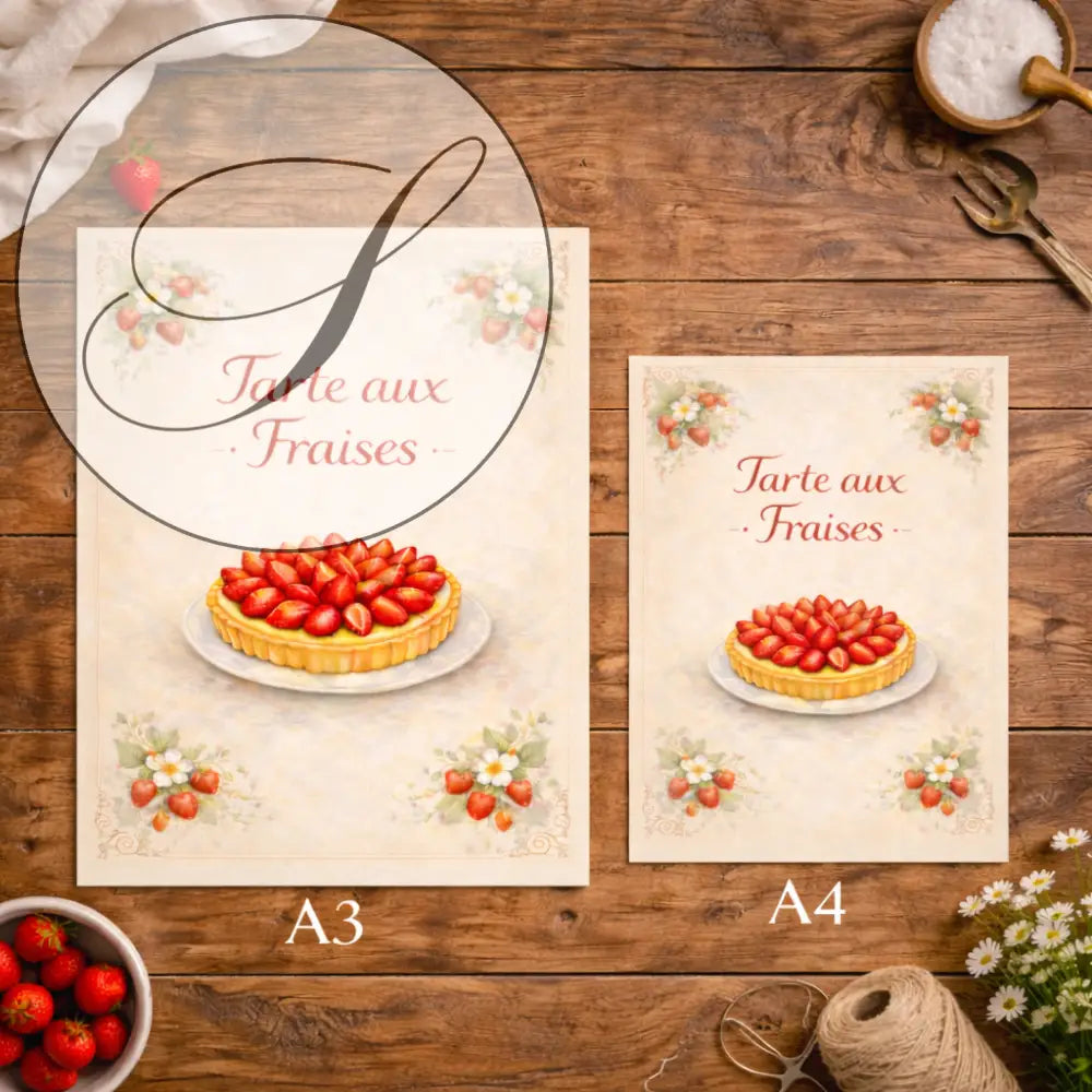 Affiche recette tarte aux fraises à imprimer décoration cuisine 