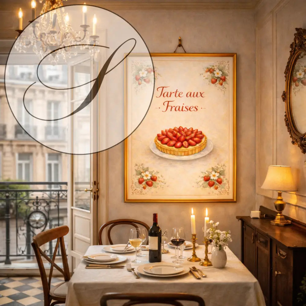 Poster tarte aux fraises à imprimer illustration culinaire décoration cuisine