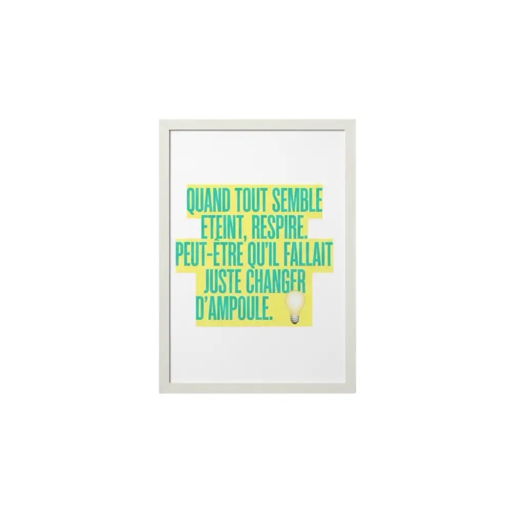 Poster inspirant avec texte teal et jaune sur fond blanc pour décoration murale motivation à imprimer