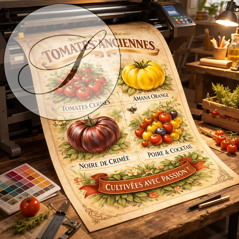 Illustration botanique tomates anciennes pour décoration murale cuisine campagne chic