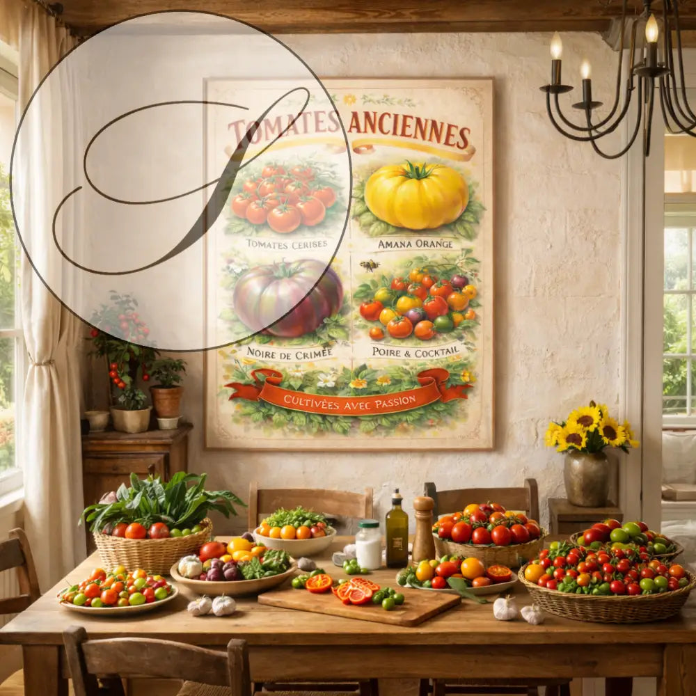 Affiche cuisine tomates vintage decoration murale naturelle et elegante
