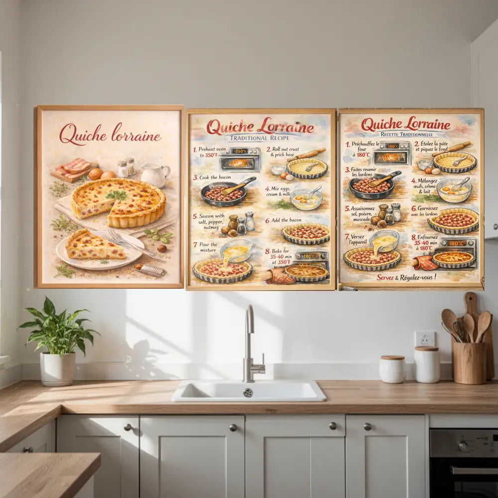 Poster Quiche Lorraine traditionnelle en français et anglais 