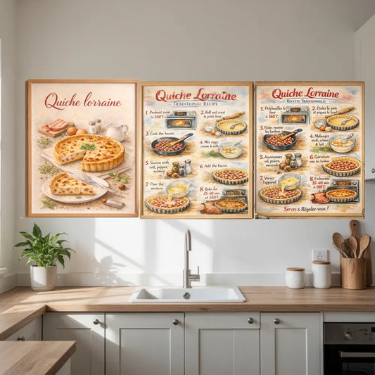 Poster Quiche Lorraine traditionnelle en français et anglais 