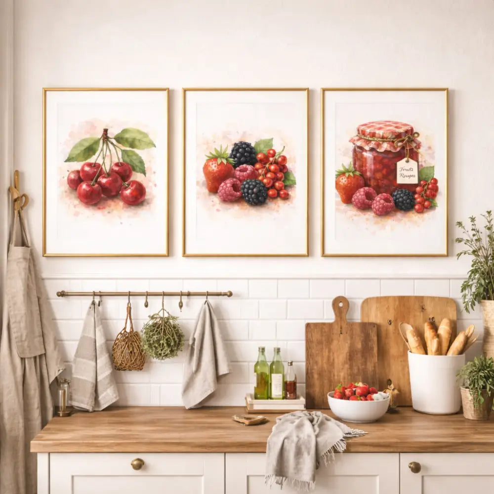 poster fruits rouges pour décoration cuisine rustique