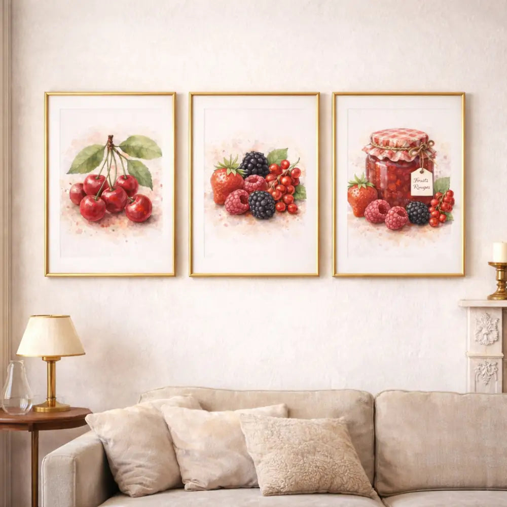 affiche décoration cuisine fruits rouges illustration artistique