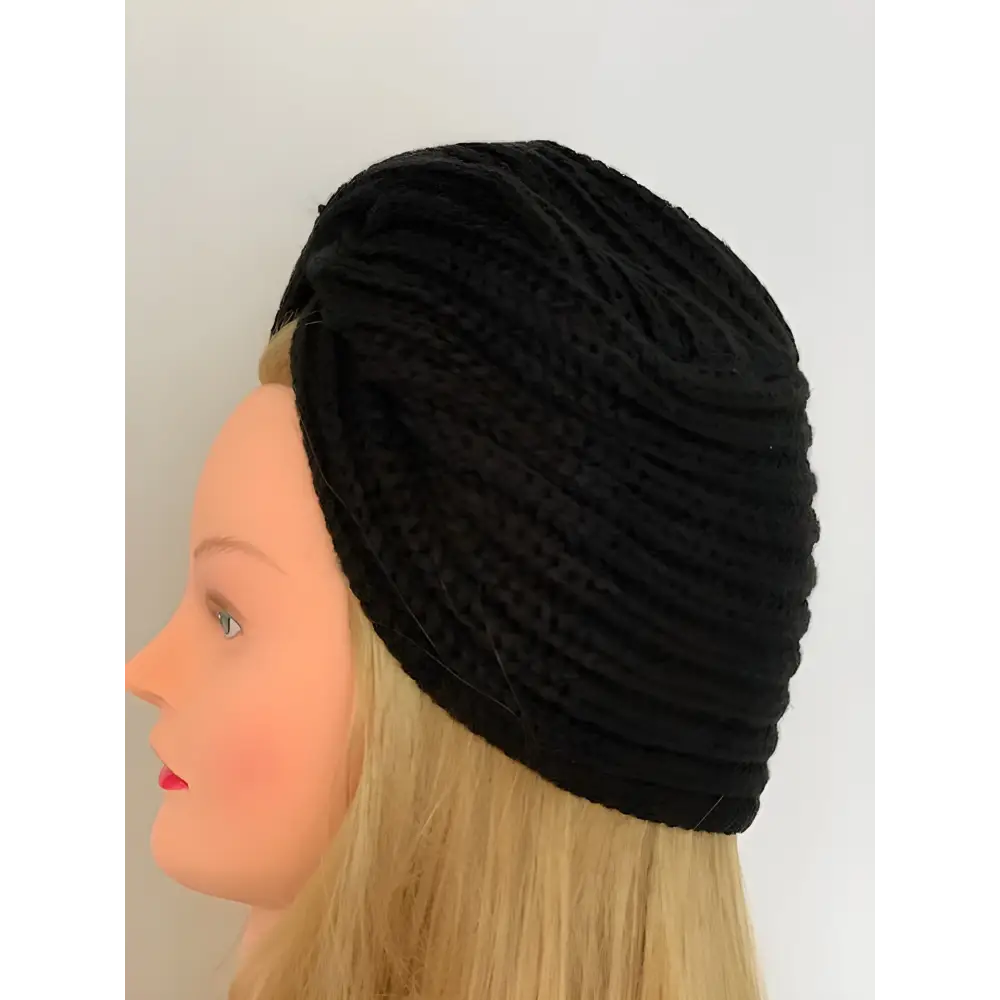 turban en laine noir