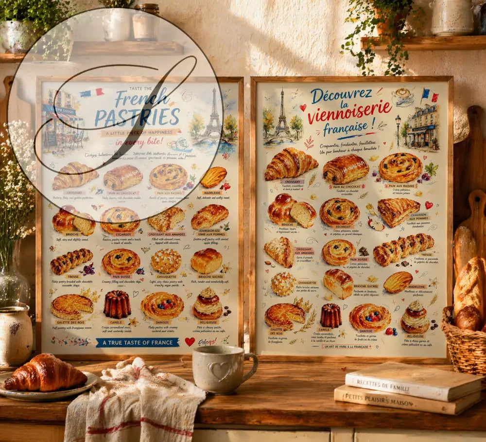 poster viennoiserie française souvenir de Paris cuisine