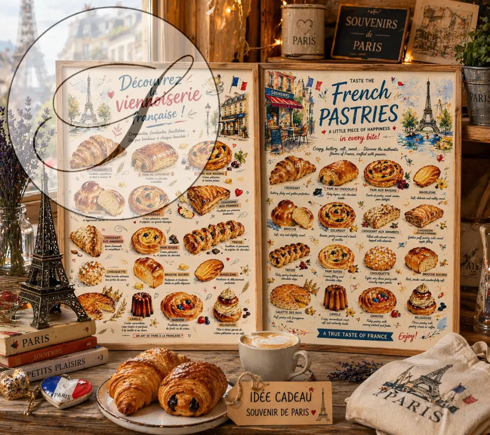 affiche cuisine gourmande viennoiserie française à imprimer