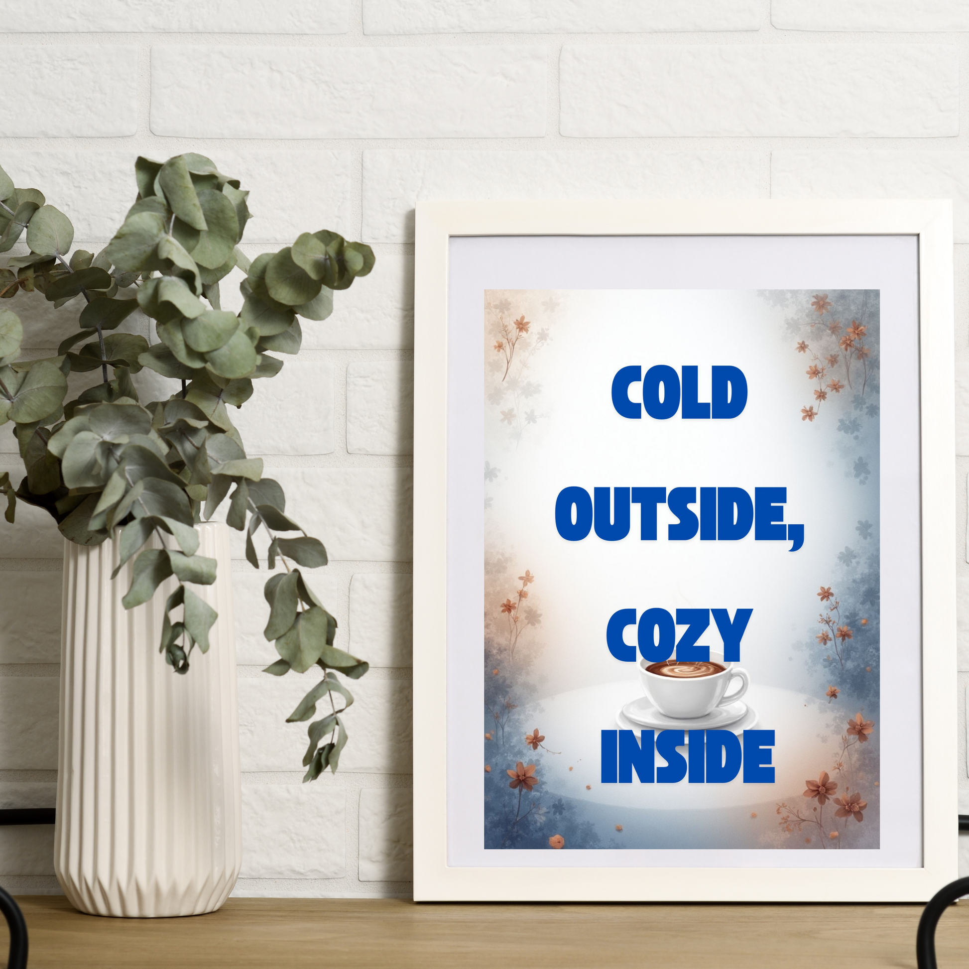 Winter cozy wall art with coffee theme for warm home decor