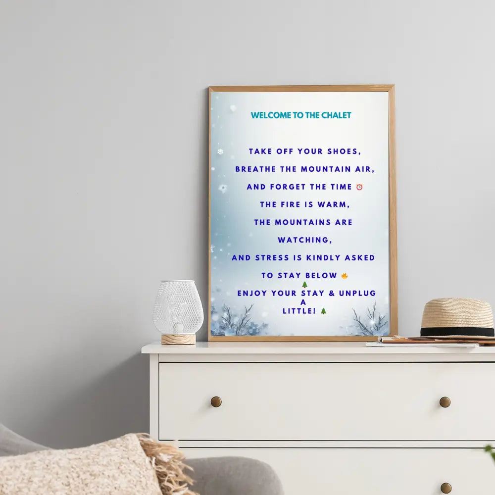 Winter wall art printable for chalet decoration and cozy interior
