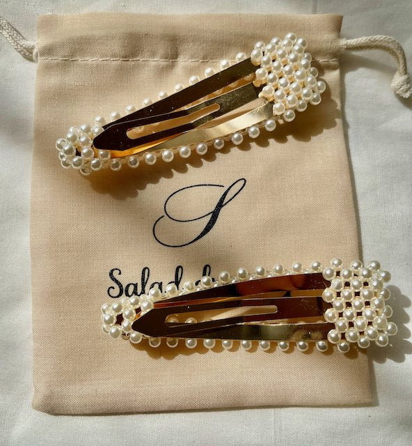 Ensemble de deux barrettes pour cheveux  ornées de perles FASHION boutique online