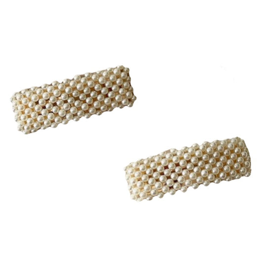 deux barrettes perles blanches boutique