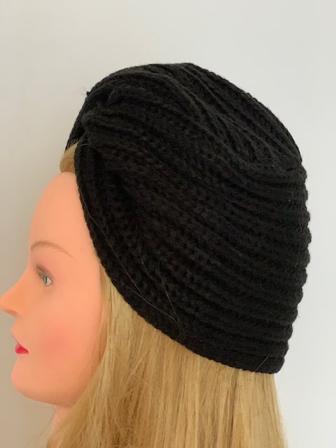 turban en laine noir